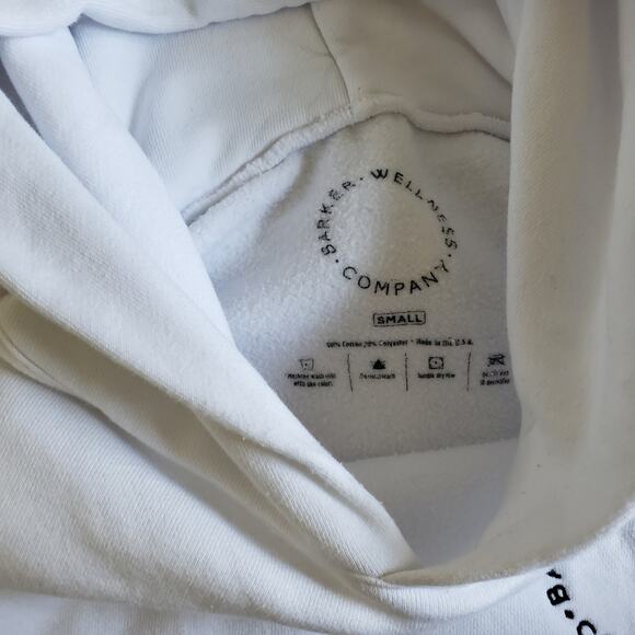 Barker Wellness Hoodie Unisex S White Organic Cotton Sweatshirt Made in USA Top - Picture 5 of 7